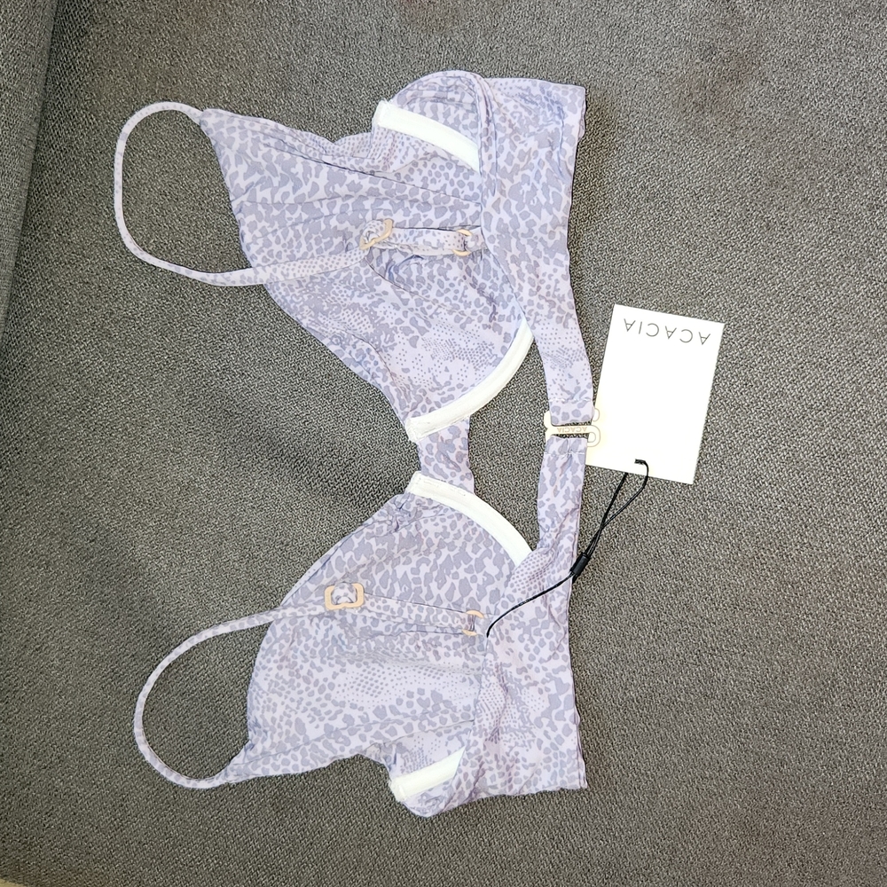 New Acacia Swimwear Manhattan Bikini Top Lilac Snake Bralette Bra underwire XL - Picture 8 of 10